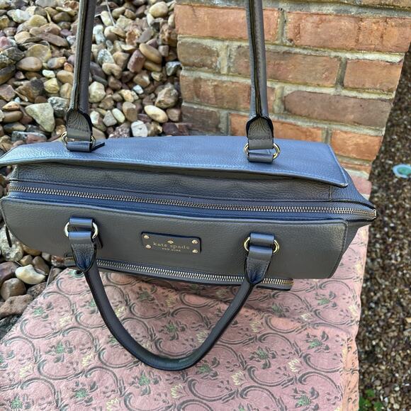 Kate Spade New York Large Gray Baxter Street Fernrose Pebbled Leather Tote Bag - Picture 6 of 16